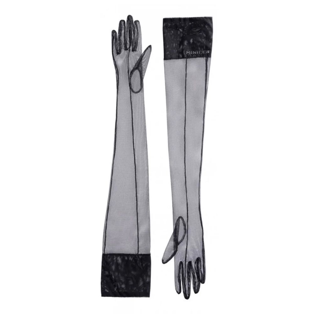 NWT  Mugler x H&M Women's S Black Mesh Second Skin Gloves